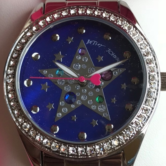 Betsey Johnson Accessories - Betsey Johnson Silver/Blue Multi-Star Quartz Watch